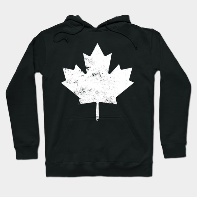 White Distressed Canada Maple Leaf Hoodie by DazzlingApparel